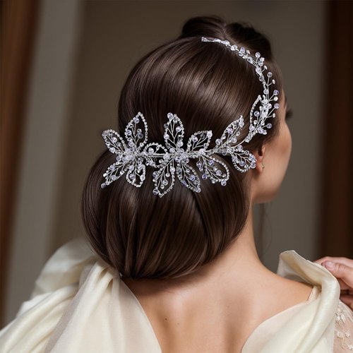 FUILUA Wedding Hair Pieces for Brides, Rhinestone Bridal Hair Comb Elegant Wedding Headband for Bridesmaid