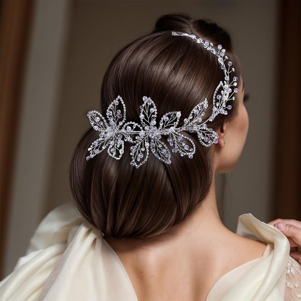 FUILUA Wedding Hair Pieces for Brides, Rhinestone Bridal Hair Comb Elegant Wedding Headband for Bridesmaid