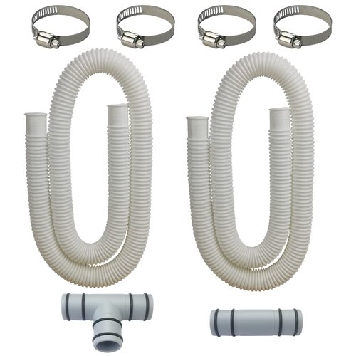 MEZYJIUCOM 2Pcs 1.25 Inches Pool Hose for Above Ground Pools with 4Pcs Hose Clamps and 2 Pieces 1.25" Diameter Filter Pump Hose Connector for Swimming Pool Compatible Accessories