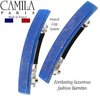 Camila Paris CP3042 French Hair Barrette Clip for Girls, Set of 2 Blue Rubberized Metal Clasp Strong Hold Grip Hair Clips for Women, No Slip Durable Styling Girls Hair Accessories, Made in France