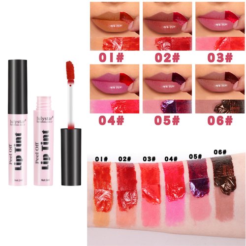 ONMYLOVIN 3 Colors Peel Off Matte Lip Tint, Peel Off Lip Stain, Matte Lasting Tattoo Lip Gloss, Non-Stick Cup Liquid Lipstick Tinted Lip Stain,Waterproof Formula (1&2&3#)