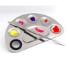 Miamay semicircle Makeup Palette Stainless Steel 6-dents Nail-art Cosmetic Artist Mixing Palette with 6 Inches Spatula Tool