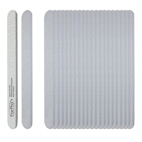 ForPro Zebra Foam Board, 120/180 Grit, Double-Sided Manicure Nail File, 7” L x .75” W 50-Count