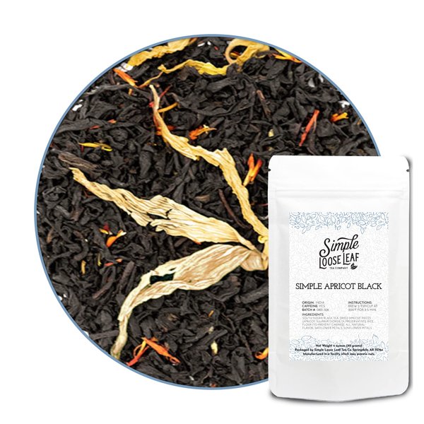 Simple Loose Leaf - Simple Apricot Black - Premium Loose Leaf Black Tea - High Caffeine - Rich and Sweet (4 Ounce)