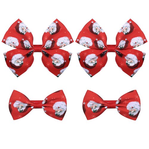 4pc Red Santa Claus Decor Hair Clips Christmas Holiday Ribbon Hair Bows Alligator Barrettes Hairpins for Teen Toddler Girls Kids Cute Santa Dress Outfit Decoration Stuff Xmas Gift