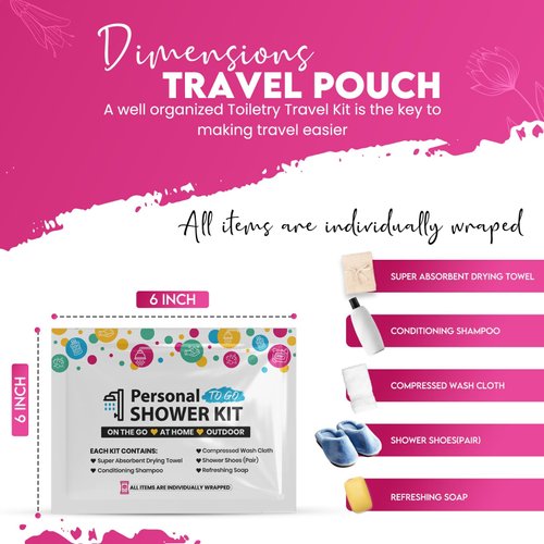 Compact Personal Shower Kit To-Go (Multi-Color) – Your Hygiene Companion for Travel, Gym, Camping | Shower on the Go | Shampoo, Soap, Towel. All in One (1)