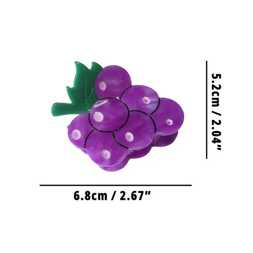 Funny Purple Grape Hair Clip,Acetate Hair Clip,Small Claw Clip for Women, 1 Count (Pack of 1)