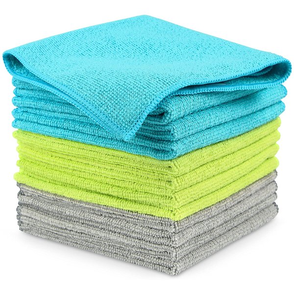 AIDEA Microfiber Cleaning Cloths-12PK, Soft Absorbent Cleaning Rag, Lint Free Streak Free Cleaning Towel for House, Kitchen, Car, Window Gifts(12in.x12in.)