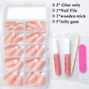 Bellelfin 120Pcs White French Tip Press on Nails Almond Shape Fake Nails, Full Cover Glossy Nude False Nails Acrylic Glue on Nails with 5 Sheets Adhesive Tabs for Women Girls Finger Nails Design