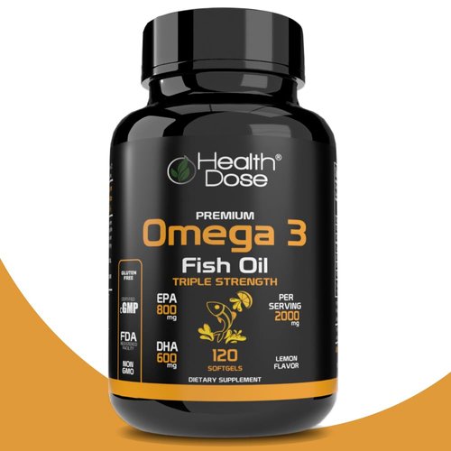 Health Dose Premium Omega 3 Fish Oil Triple Strength x 120 Softgels - Pack of 3
