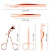 Yiwoo 5 Pieces Eyelash Applicator Tool，False Eyelashes Applicator,Eyelashes Tool,Eyelashes Curlers,Curved Eyelash Curler(Rose Gold）