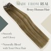 LaaVoo Brown Microlink Hair Extensions Human Hair Balayage 18 inch Light Brown to Golden Blonde Mix Brown Micro Beads Human Hair Extensions Remy Human Hair Extensions Micro Loop Soft Straight 50g/50s