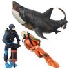 3 PCS Scuba Diver Toys Sea Marine Animal Figure Toys Shark Figurines Plastic Swimmers Figurines Underwater Adventure Figure Set Realistic Action Figures Diver Decors