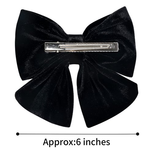 Velvet Hair Bows Girls 6" 2PCS Big Black Fall bow Alligator Clips for Toddler Hair Clips Toddlers Teens Kids Accessories