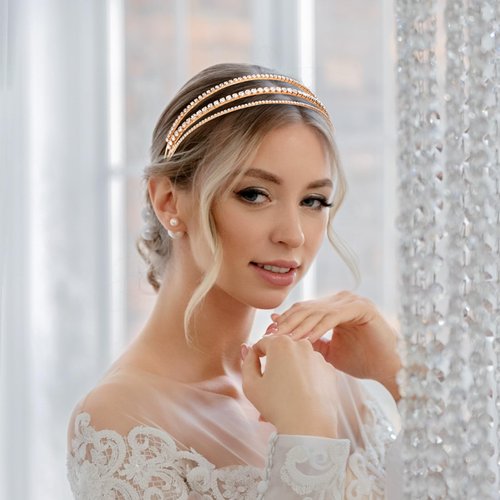 YISSION 1PC Rhinestone Headband for Women Girls Non Slip Gold Head Bands Jeweled Hairband Sparkly Crystal Headbands for Wedding Bridal Headpiece Hair Accessories for Women Girls