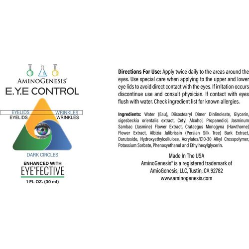 E.Y.E Control with Eye'Fective: Lid Lifting & Dark Circle Serum. New for 2021, Patented Eyelid lifting Plant Derived Formula. Watch Video