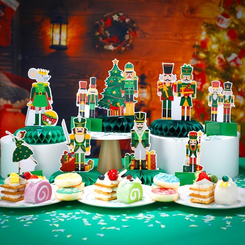 Poen 12 Pcs Christmas Nutcracker Party Decorations Nutcracker Honeycomb Centerpieces Ballet Nutcracker Theme Table Decorations Mouse King Table Centerpieces for Nutcracker Party Supplies