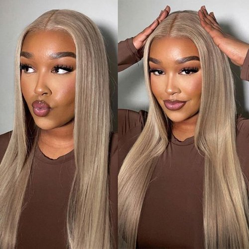 EALGA Sandy Blonde Wigs with Baby Hair, Dirty Blonde Synthetic Hair Straight Wig Glueless Lace Front Wig 20 inch EALGA-019-1