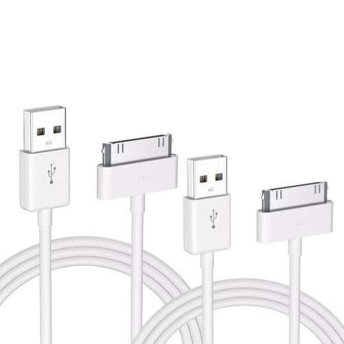 Qixxronics 30-Pin to USB Cable, 6FT Long, 2-Pack for iPhone 4/4s/3G/3GS, iPad, iPod Touch/Nano/Classic