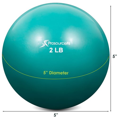 ProsourceFit Weighted Toning Exercise Balls for Pilates, Yoga, Strength Training and Physical Therapy, 2 lb Green (ps-2222-smb-4lb-Parent)