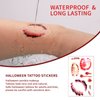Bezall 10 Sheets Halloween Zombie Makeup Temporary Tattoos, Realistic Fake Scar Bloody Wound Stitch Tattoo Stickers Waterproof for Halloween Party Cosplay
