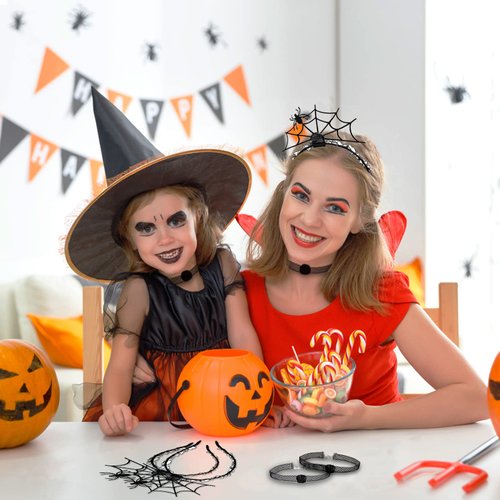JazSwirl Spider Web Halloween Headband with Choker, Spooky Versatile Accessory Cute Halloween Headband for Women and Children, Halloween Costume Headband for Costume Parties and Celebrations