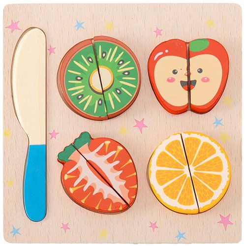 CUCOS Wooden Cutting Puzzles for Kids Ages 1-5 Years Old, Wooden Peg Fruit Toddler Puzzles, Learning Toys Educational Gift for Girls and Boys