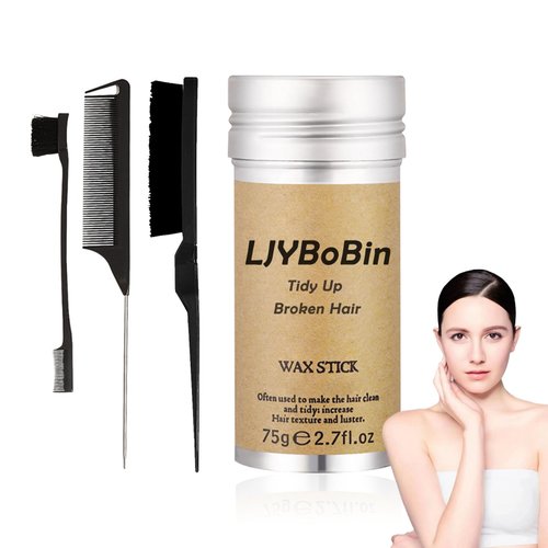 LJYBoBin Hair Wax Stick with Hair Comb Set,Non-Greasy Hair Styling Wax Slick Stick for Women & Men,Strong Hold Long Lasting Hair Finishing Wax Stick for Hair（4PCS