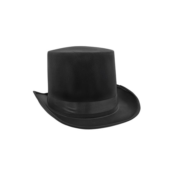 Tall Black Satin Finish Top Hat - Deluxe Formal Tuxedo High Crown Top Hat - Dress Up Accessory for Roaring 20s Party, Magician, Circus Ringmaster, Steampunk & Victorian Era Costume Accessory, One Size