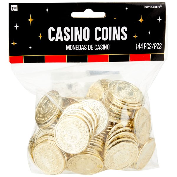 Eye-Catching Casino Gold Coins - 7 .50" x 5.62" (Pack of 144) - Premium & Durable Design - Perfect for Gaming, Party Favors & Gifts