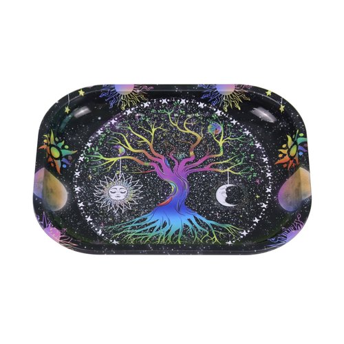 Rolling Trays Premium Metal Tray with Design - Perfect Size for Home Or Travel Accessories, Lifetree