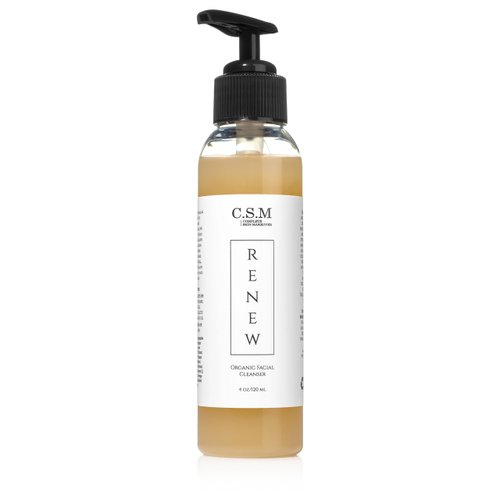 CSM Organic Face Wash for Gently Exfoliating and Clarifying Acne Prone and Dry Skin, Natural Face Cleanser with Essential Oils for Reducing Pores, RENEW Antiaging Organic Facial Wash Made in the USA
