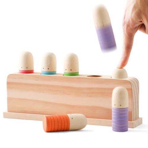 Pop Up Toy Multicolor Puppets | Wooden Color Sorting Toys | STEM Montessori Color Matching Toys | Preschool Learning Educational Toys Gifts for Kids Boys Girls Ages for 3+ Years (Classic Colours)