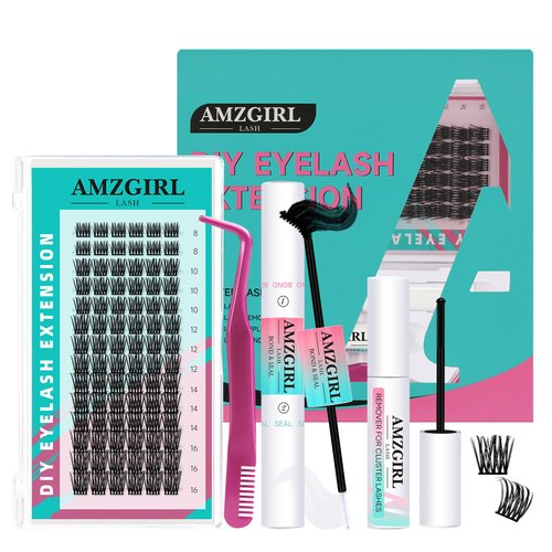 Diy Lash Extension Kit Eyelash Clusters Individual Lashes Extensions Kits With Cluster Lashes Wispy,Lash Bond And Seal,Eyelashes Remover And Applicator at Home(FEATHER,D-Mix8-16mm kit)