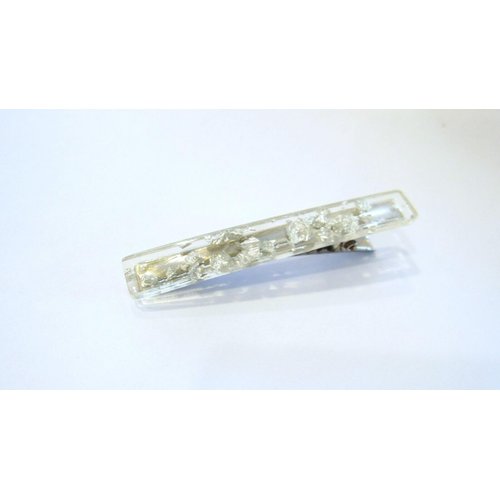 Generic Small 2 inch super slim clear silver speckled alligator hair clip fine thin hair