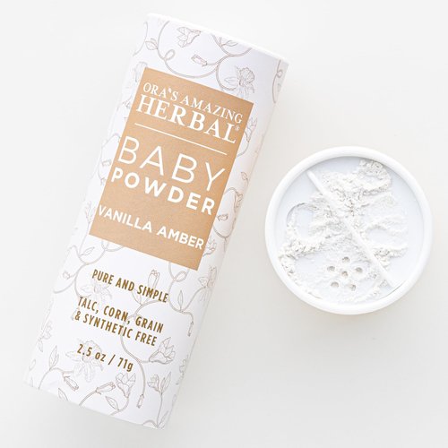 Ora's Amazing Herbal, Talc Free Baby Powder, Cornstarch Free Clay Based Powder, Real Vanilla Amber Natural Scent