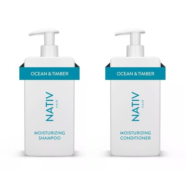 New Limited Edition Collection Shampoo and Conditioner Set By Nativee - 16.5 FL OZ each, (2) bottels (1) Shampoo and (1) Conditioner (Ocean & Timber)