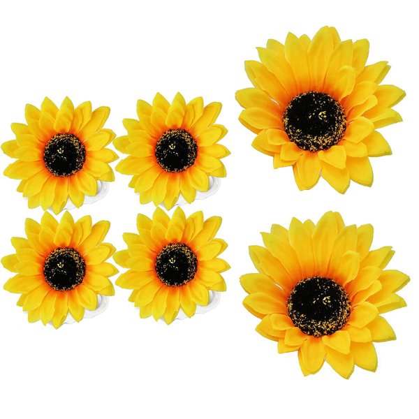 6PCS Sunflower Alligator Hair Clips Simulation Daisy Salon Duckbill Hairpins Floral Clamps Barrettes for Bridal Girls Party Beach Vacation Headwear