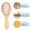 Sofmild Bamboo Wooden Paddle Hair Brush Comb Set, Hairbrushes for Women Men Kid Detangling Hair Massaging Scalp with Round Tip Bristles for All Hairstyles (Pink Wooden)