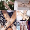 Yazhiji 60 Sheets Tiny Waterproof Temporary Tattoos, Moon Stars Constellations Music Compass Anchor Words Lines Flowers for Kids Adults Men and Women
