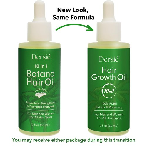 Hair Growth Oil with Batana and Rosemary: 10-in-1 Veganic & Natural Hair Growth Treatment for Hair Loss, Damage & Thinning Hair - 10 Organic Vegan Oils for Men and Women of All Hair Types - 2 fl oz
