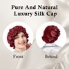 Silk Bonnet for Hair Care, Natural Silk Cap for Sleeping and Shower, Double-Lined, 6A-grade Mulberry Silk Turban Red Wine