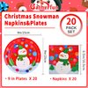 Gatherfun Christmas Party Supplies Christmas Snowman Disposable Paper Dinner Plates and Napkins for Merry Christmas Party, Serve 20