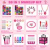 98 Pcs Kids Makeup Kit for Girls, Princess Toys Real Washable Cosmetics Set with Mirror, Hair Ties, Nails, Rings, Earrings, Necklace, Perfect for 3 4 5 6 7 8 Year Old Girls Birthday