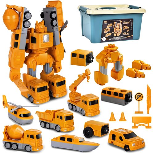 WixbFyn Magnetic Transform Engineering Car Converting Robot Assembled Toys Set with Storage Box DIY Assembled Educational Creativity Puzzle Robot Building Blocks Toy for Boys and Girls Aged 3-9