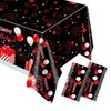 2pcs red and Black Birthday Party Tablecloth red and Black Happy Birthday Tablecloth boy girl Party Supplies Decorations 87 inches x 51 inches for red and Black Birthday party supplies (red and black)