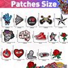 Meneng Embroidered Patches Iron-on Appliques: 30pcs Assorted Cool Punk Embroidery Sew-on Patch for Jackets Clothing