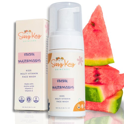 Sissy Kay Kids Face Wash - Foaming Face Wash For Kids - Gentle Skin Care - Natural Face Cleanser With Vitamin C & Vitamin E - For Girls and Boys - Tear Free - Sensitive Skin - Watermelon - 100 ml