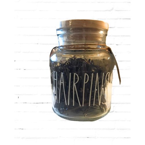 Rae Dunn HAIRPINS Glass Jar 300 Bobby Pins