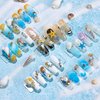 GULELAYAR 3 Boxes Summer Beach Nail Art Rhinestones, 3D Ocean Nail Charms Starfish Conch Sea Series Nail Art Designs Accessories Nail Art Rivets Manicure DIY Seashell Nail Decorations for Women Girls